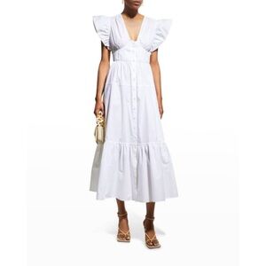 DEREK LAM 10 CROSBY Greta Button Up Ruffle Midi Dress